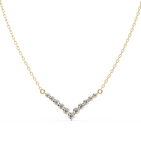 Graduated Round Lab-Grown Diamond V-Shape Necklace in Rose Gold - HIGHCARAT DIAMONDS