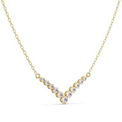 Graduated Round Lab-Grown Diamond V-Shape Necklace in Rose Gold - HIGHCARAT DIAMONDS