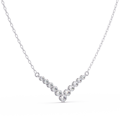 Graduated Round Lab-Grown Diamond V-Shape Necklace in Rose Gold - HIGHCARAT DIAMONDS
