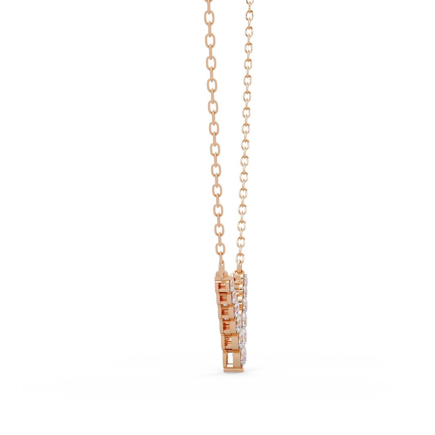 Graduated Round Lab-Grown Diamond V-Shape Necklace in Rose Gold - HIGHCARAT DIAMONDS