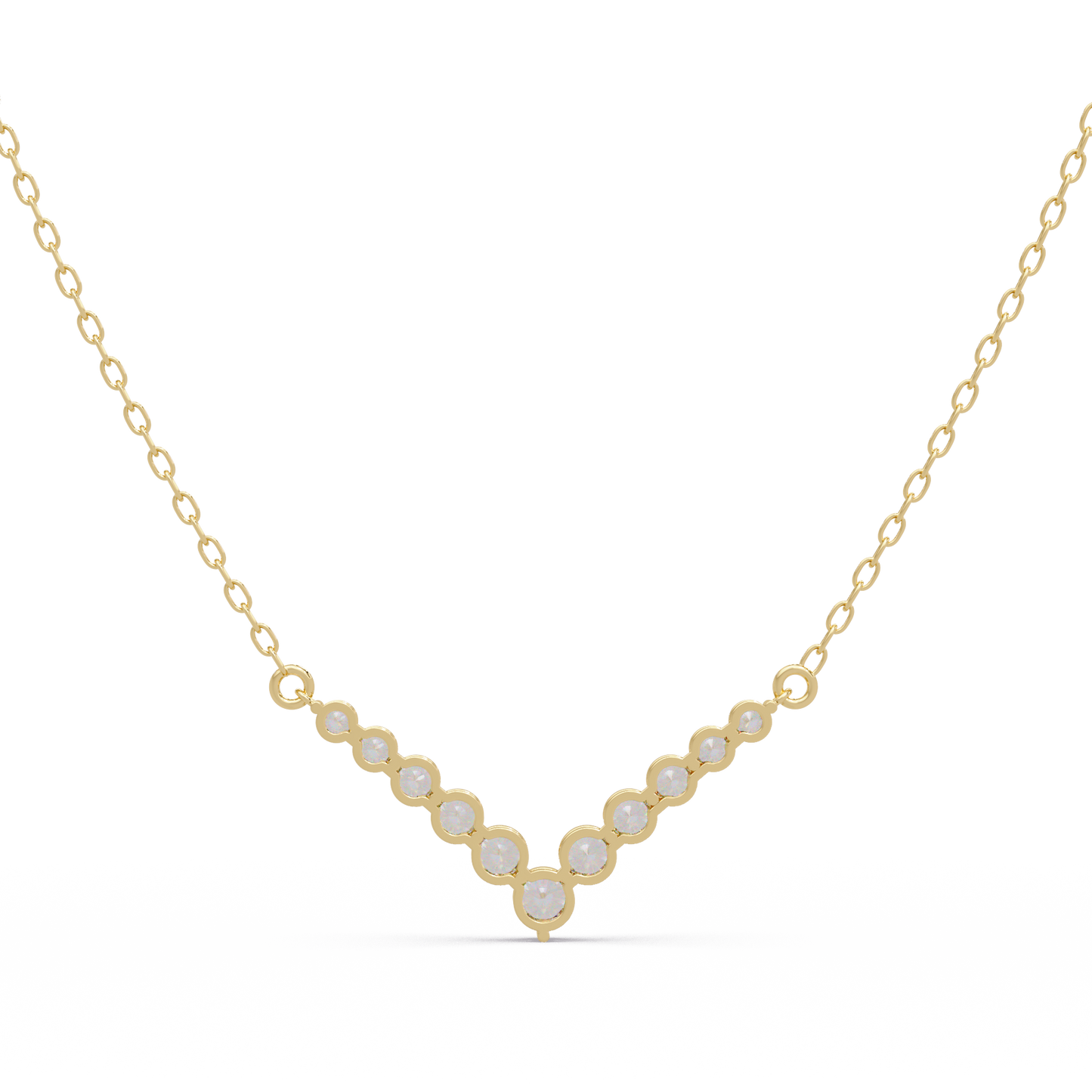 Graduated Round Lab-Grown Diamond V-Shape Necklace in Rose Gold - HIGHCARAT DIAMONDS