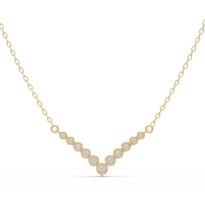Graduated Round Lab-Grown Diamond V-Shape Necklace in Rose Gold - HIGHCARAT DIAMONDS