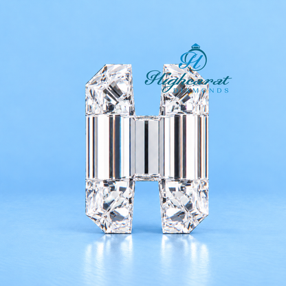 H letter shape lab grown diamond front view