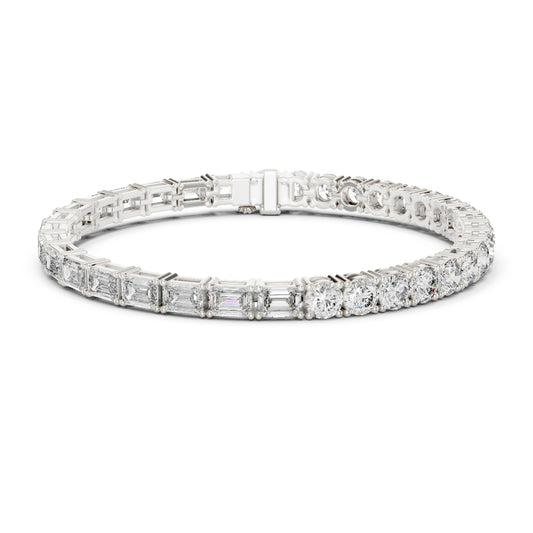 Vintage 13.24 CT Emerald Or Round Cut White Colorless Diamond Prong Set Minimalist Stacking Party Wear Tennis Bracelet For Her - HIGHCARAT DIAMONDS
