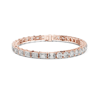 Vintage 13.24 CT Emerald Or Round Cut White Colorless Diamond Prong Set Minimalist Stacking Party Wear Tennis Bracelet For Her - HIGHCARAT DIAMONDS