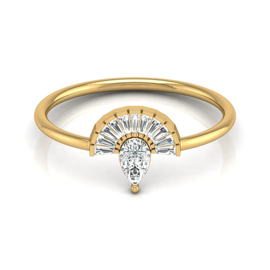 Half Fan Pear and Baguette Diamond Ring - HIGHCARAT DIAMONDS