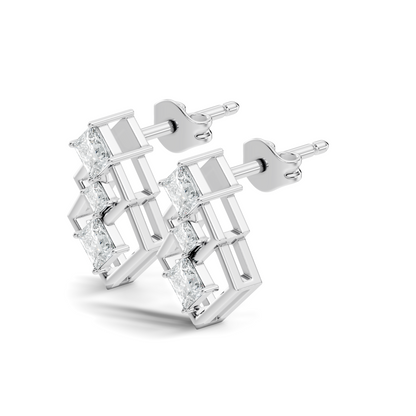 Princess Cut Designer Diamond Earrings 18K Rose Gold Perfect For Special Occasions - HIGHCARAT DIAMONDS