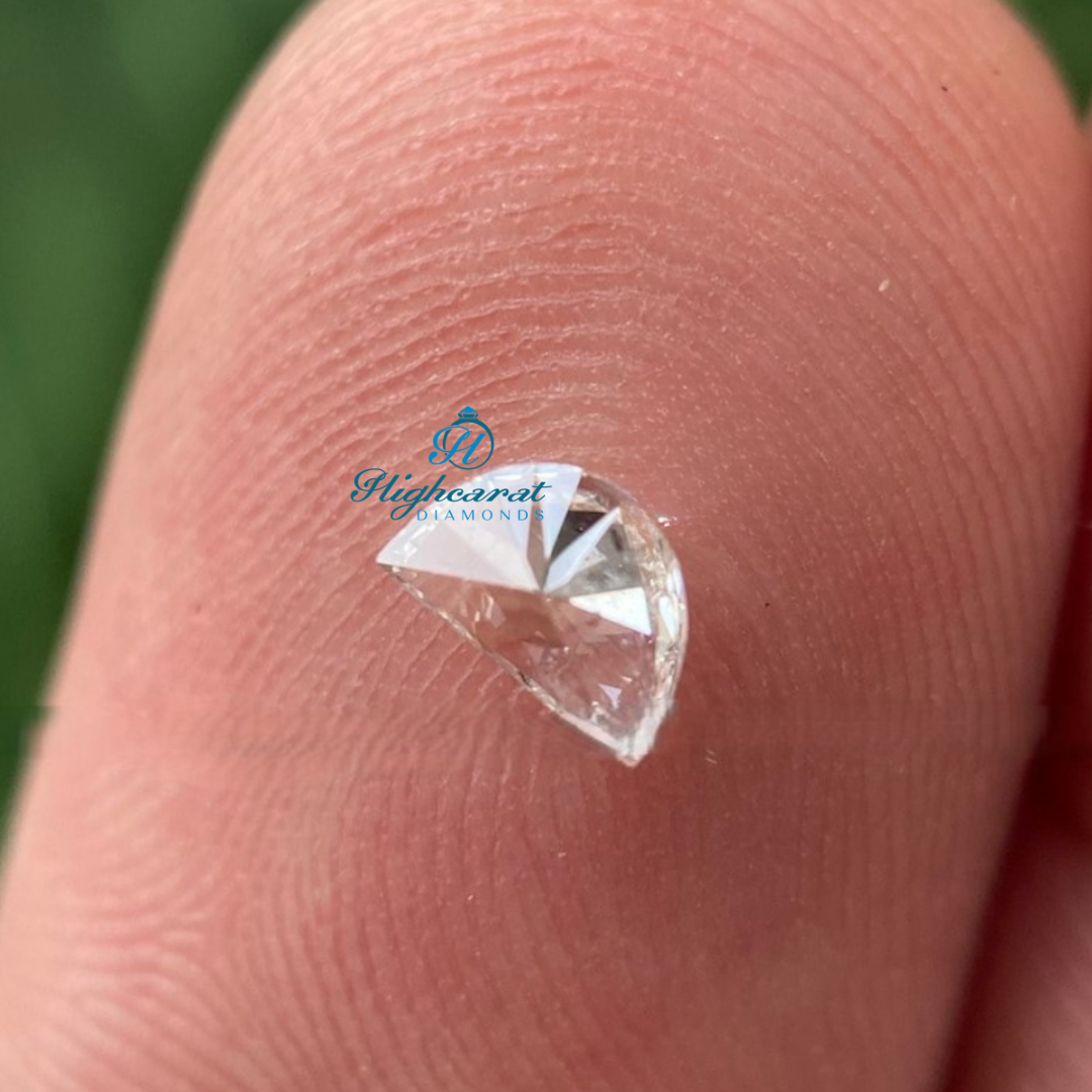 Loose half moon cut diamond with exceptional sparkle and modern geometric design