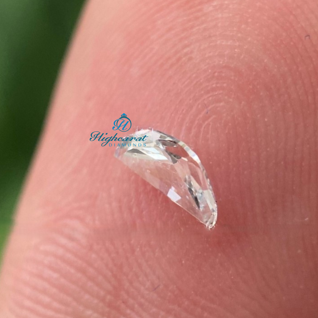 Premium half moon shape diamond with graceful curved edges and high clarity appearance
