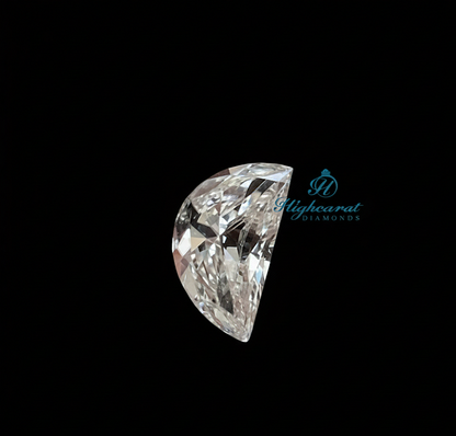Half moon shape lab grown diamond featuring elegant curved silhouette and brilliant faceting
