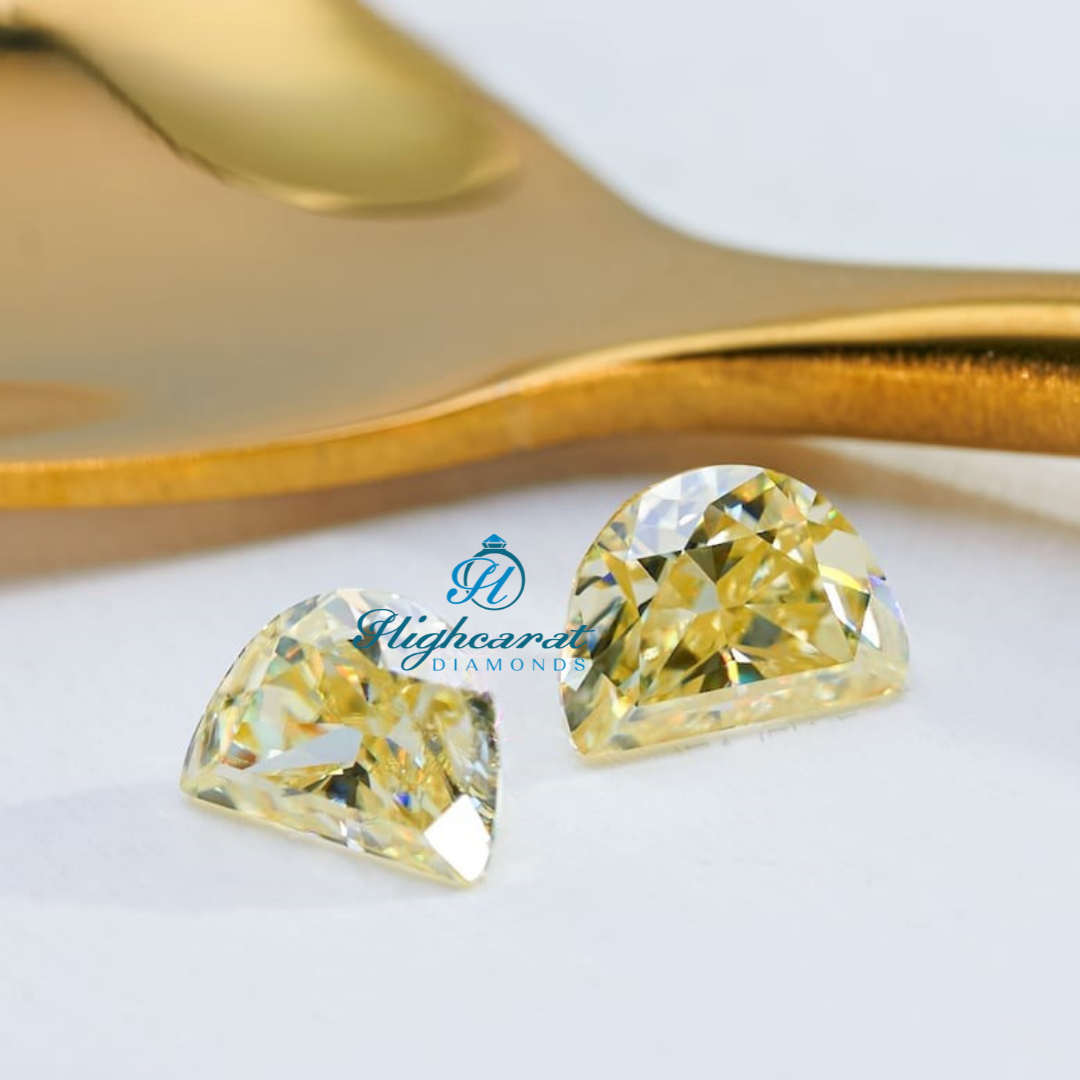 Fancy Yellow Half Moon Cut Lab Diamond loose gemstone