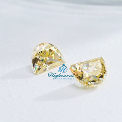 Radiant Half Moon Yellow Diamond with exceptional sparkle