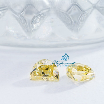 Bright yellow lab diamond in elegant half-moon shape for rings and pendants