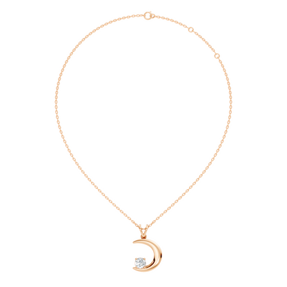 Stunning Handmade Labgrown Diamond Pendant Half Moon Inspired Jewelry In 14K Solid Gold - HIGHCARAT DIAMONDS