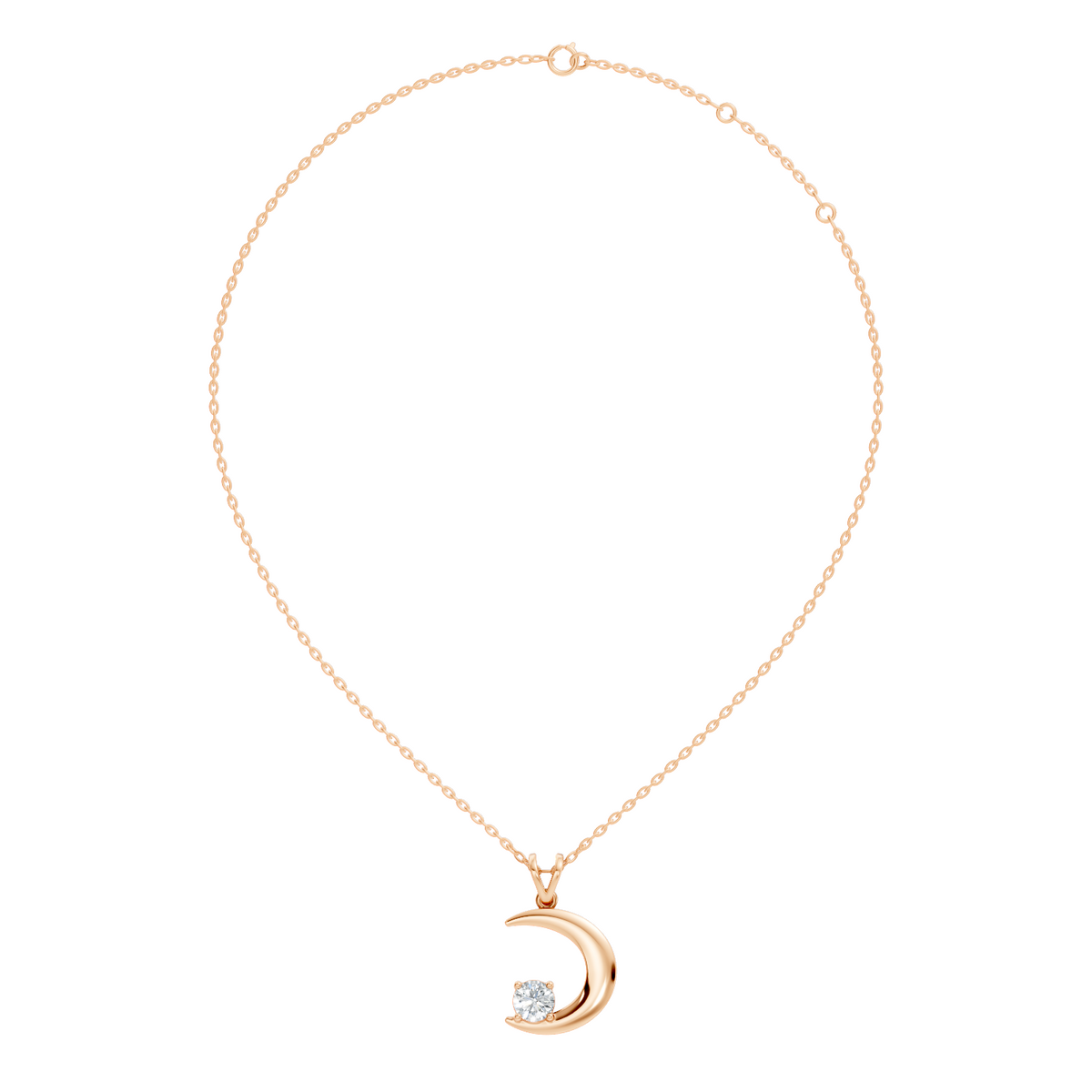 Stunning Handmade Labgrown Diamond Pendant Half Moon Inspired Jewelry In 14K Solid Gold - HIGHCARAT DIAMONDS