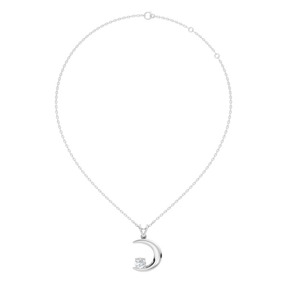 Stunning Handmade Labgrown Diamond Pendant Half Moon Inspired Jewelry In 14K Solid Gold - HIGHCARAT DIAMONDS