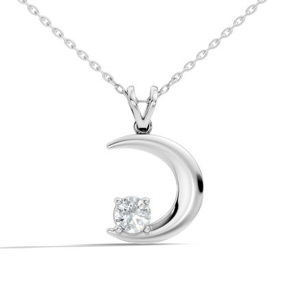 Stunning Handmade Labgrown Diamond Pendant Half Moon Inspired Jewelry In 14K Solid Gold - HIGHCARAT DIAMONDS
