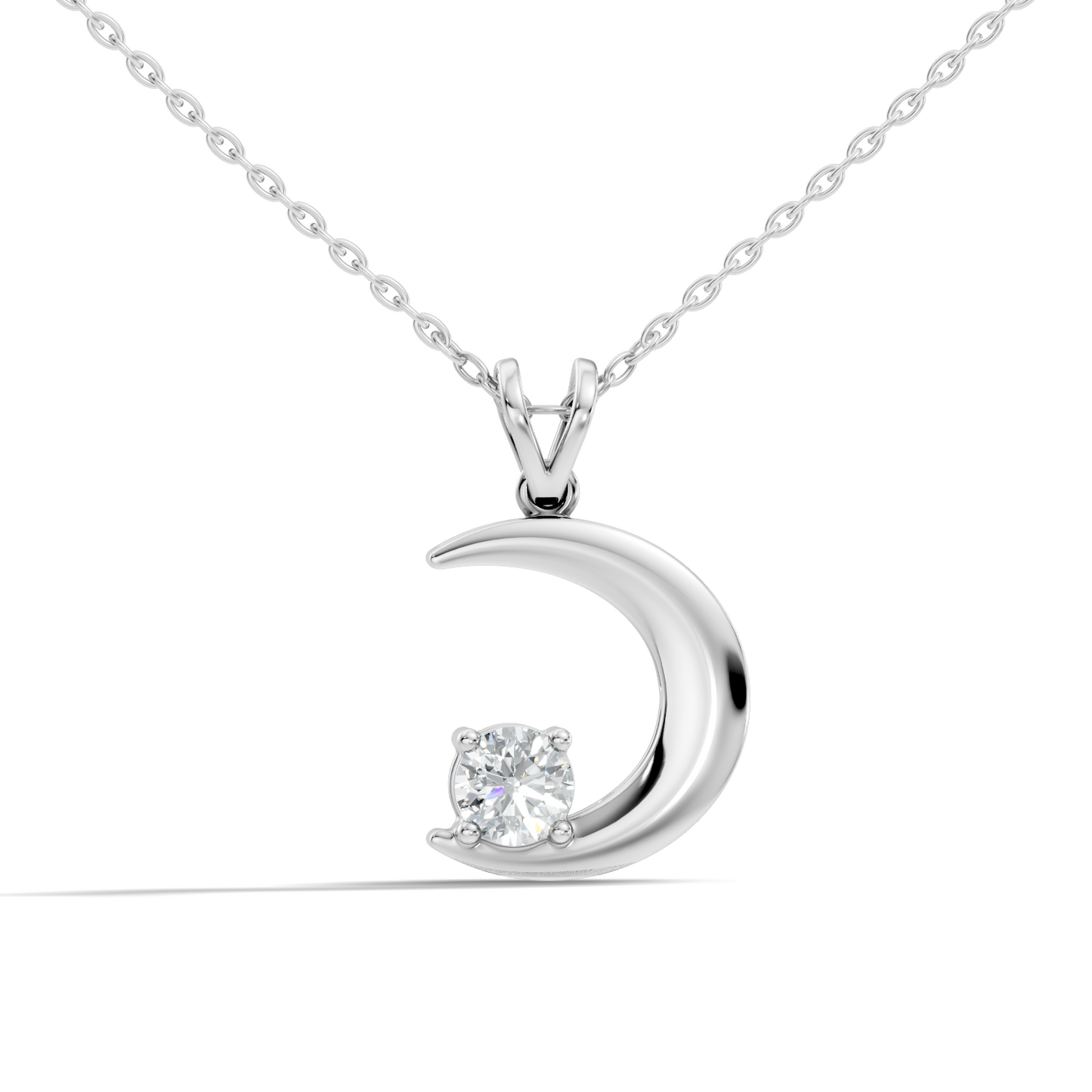 Stunning Handmade Labgrown Diamond Pendant Half Moon Inspired Jewelry In 14K Solid Gold - HIGHCARAT DIAMONDS