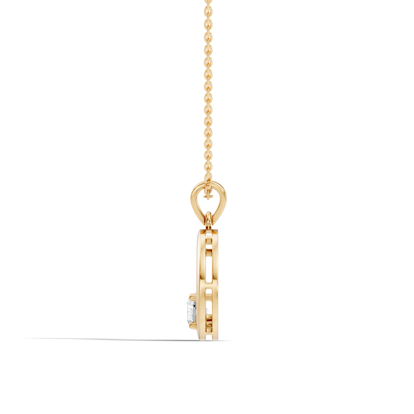 Stunning Handmade Labgrown Diamond Pendant Half Moon Inspired Jewelry In 14K Solid Gold - HIGHCARAT DIAMONDS