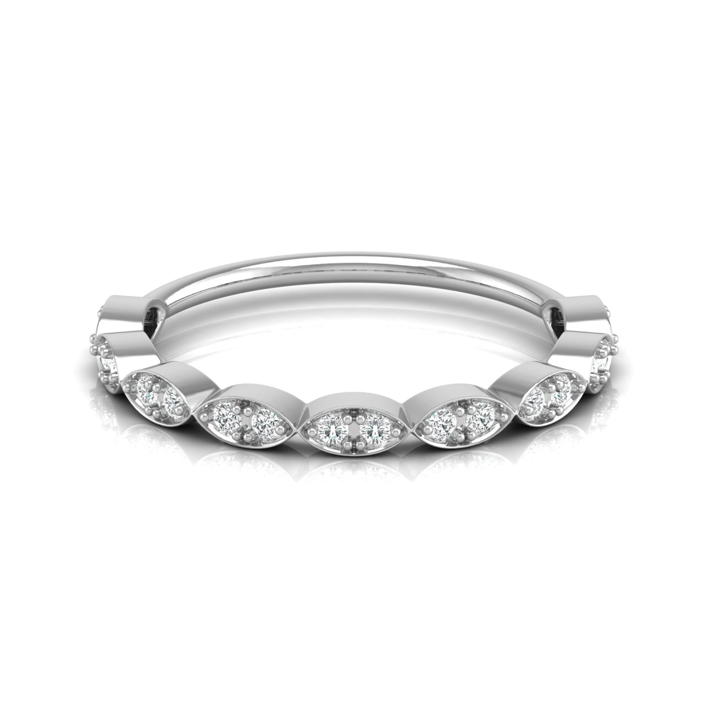 Half Round Eternity Band For Her In 14 KT Gold  Stylish And Lightweight Jewelry - HIGHCARAT DIAMONDS