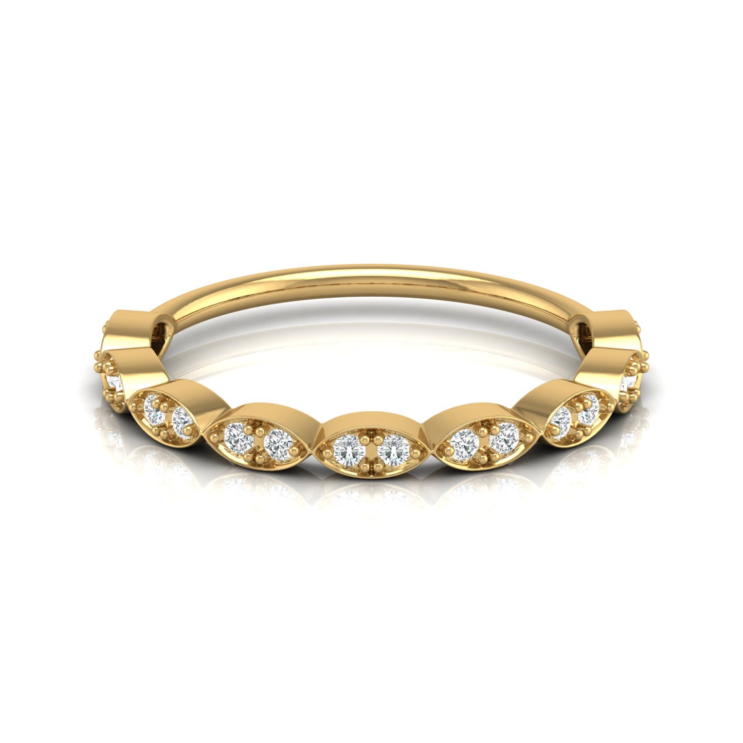 Half Round Eternity Band For Her In 14 KT Gold  Stylish And Lightweight Jewelry - HIGHCARAT DIAMONDS