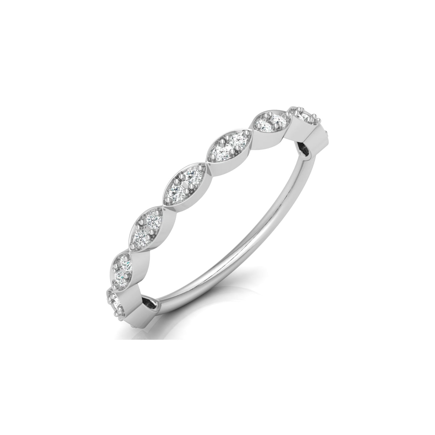 Half Round Eternity Band For Her In 14 KT Gold  Stylish And Lightweight Jewelry - HIGHCARAT DIAMONDS