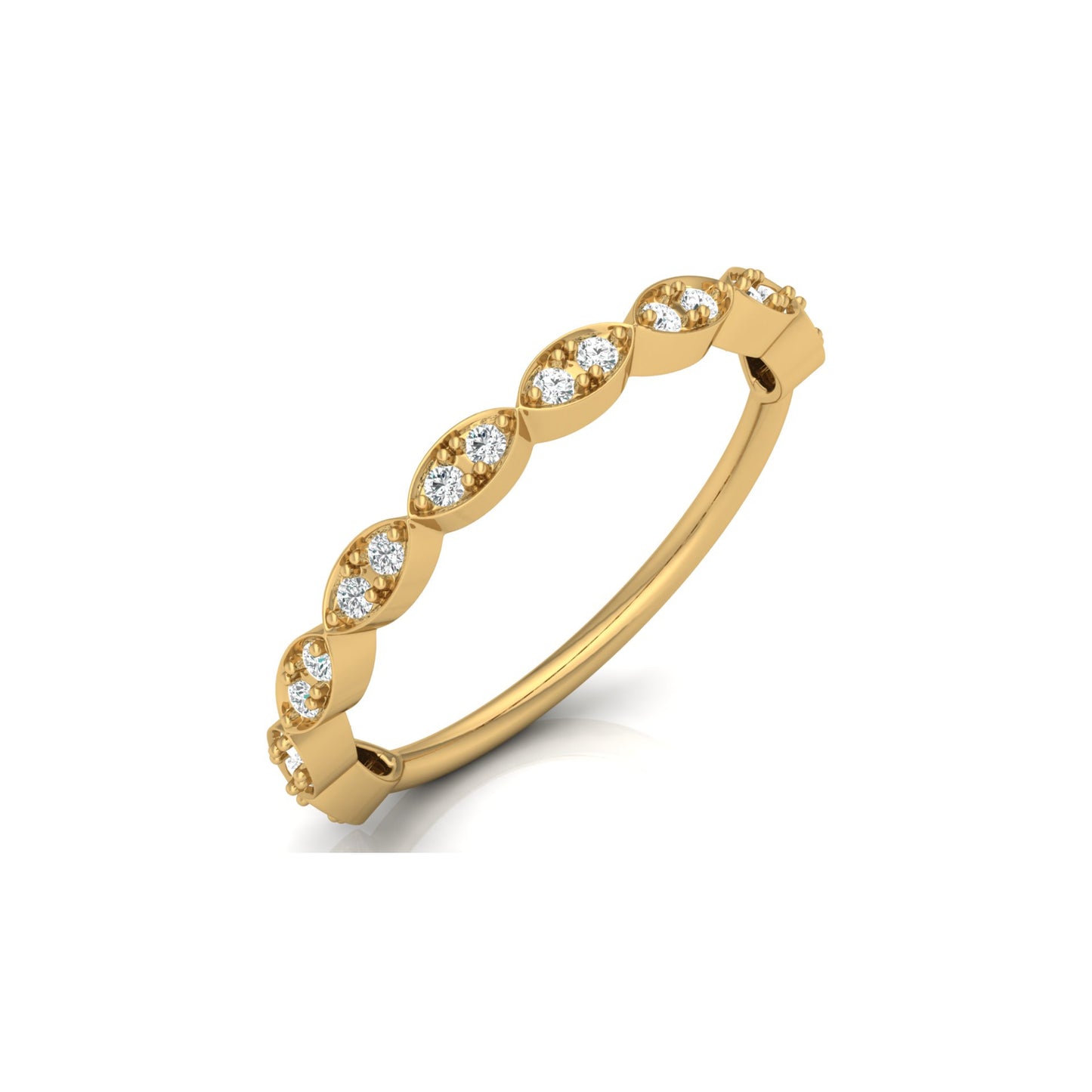 Half Round Eternity Band For Her In 14 KT Gold  Stylish And Lightweight Jewelry - HIGHCARAT DIAMONDS