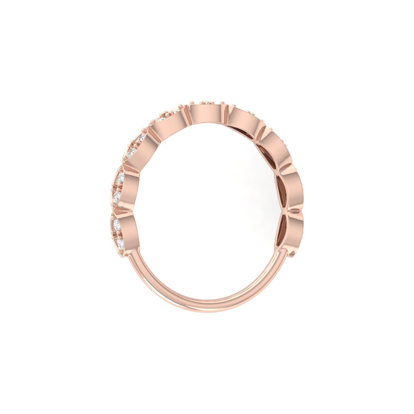 Half Round Eternity Band For Her In 14 KT Gold  Stylish And Lightweight Jewelry - HIGHCARAT DIAMONDS
