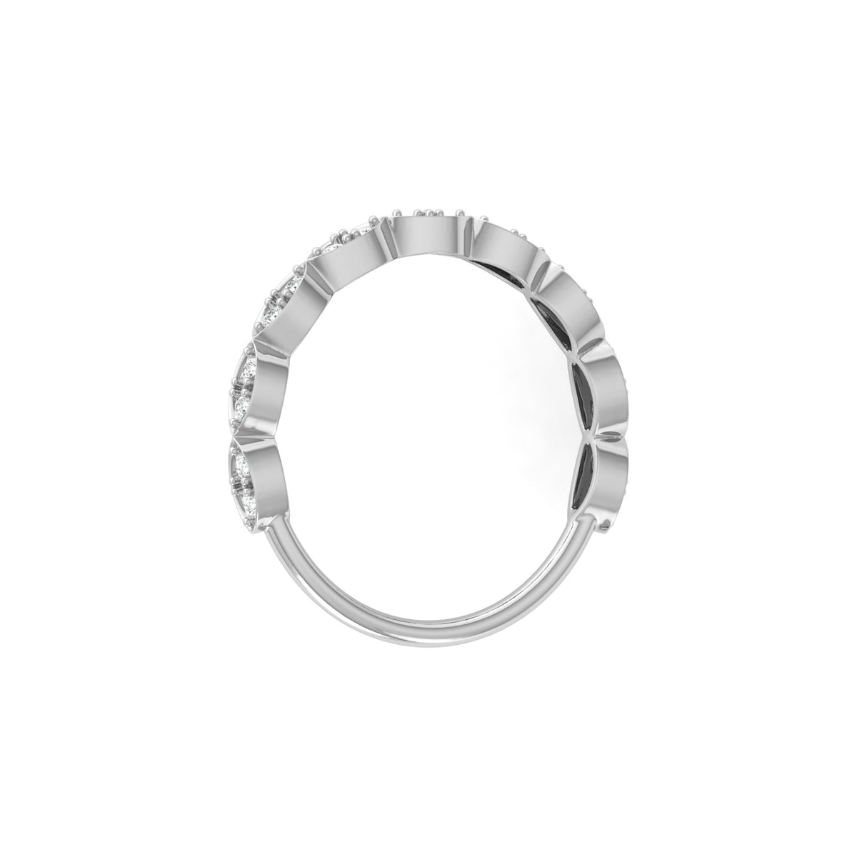 Half Round Eternity Band For Her In 14 KT Gold  Stylish And Lightweight Jewelry - HIGHCARAT DIAMONDS
