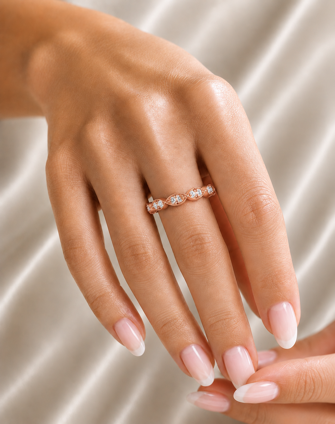 Half Round Eternity Band For Her In 14 KT Gold  Stylish And Lightweight Jewelry - HIGHCARAT DIAMONDS