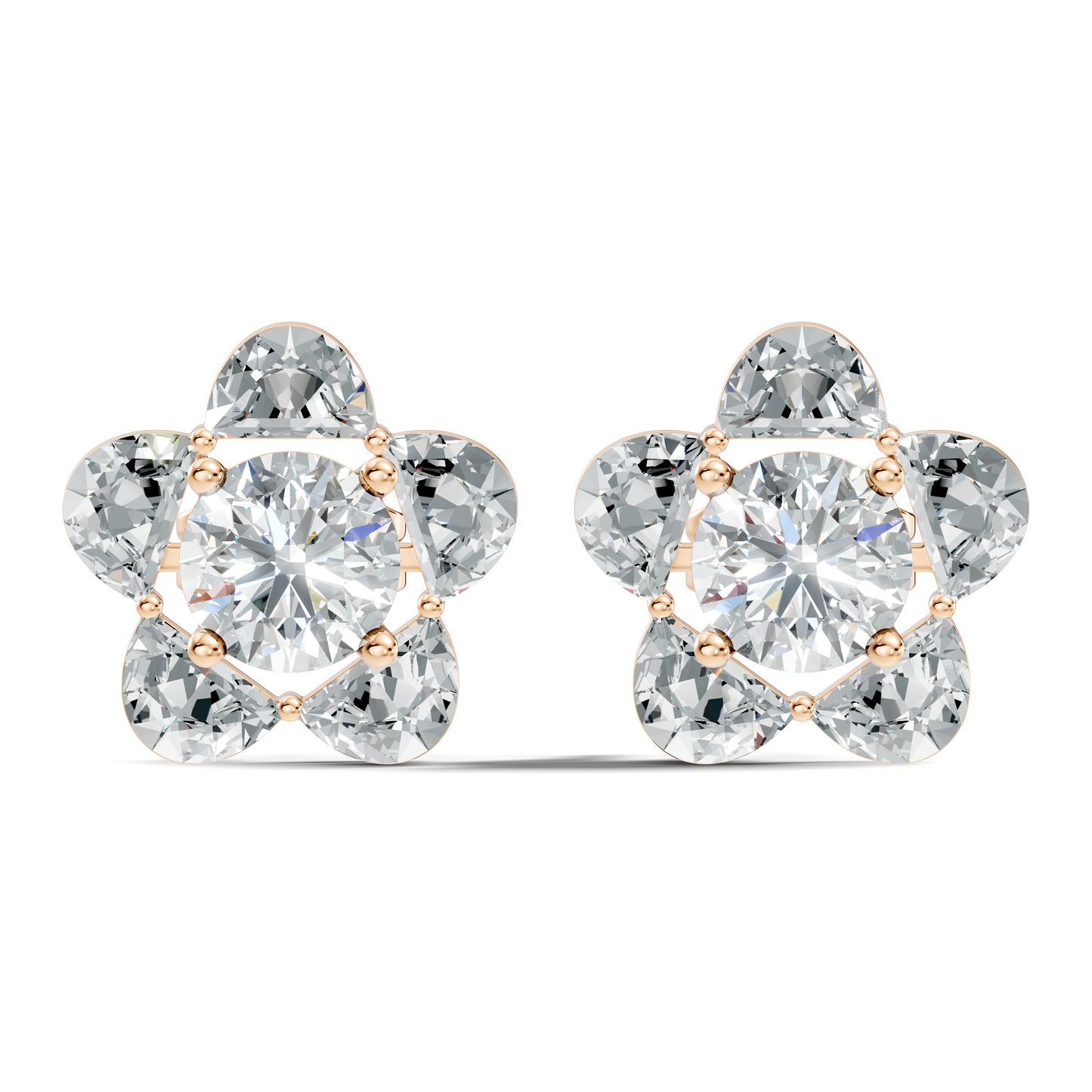 Halfmoon Antique Cut Diamond Stud Earrings Round Lab Grown luxury Stud Earring Perfect Gift For Her