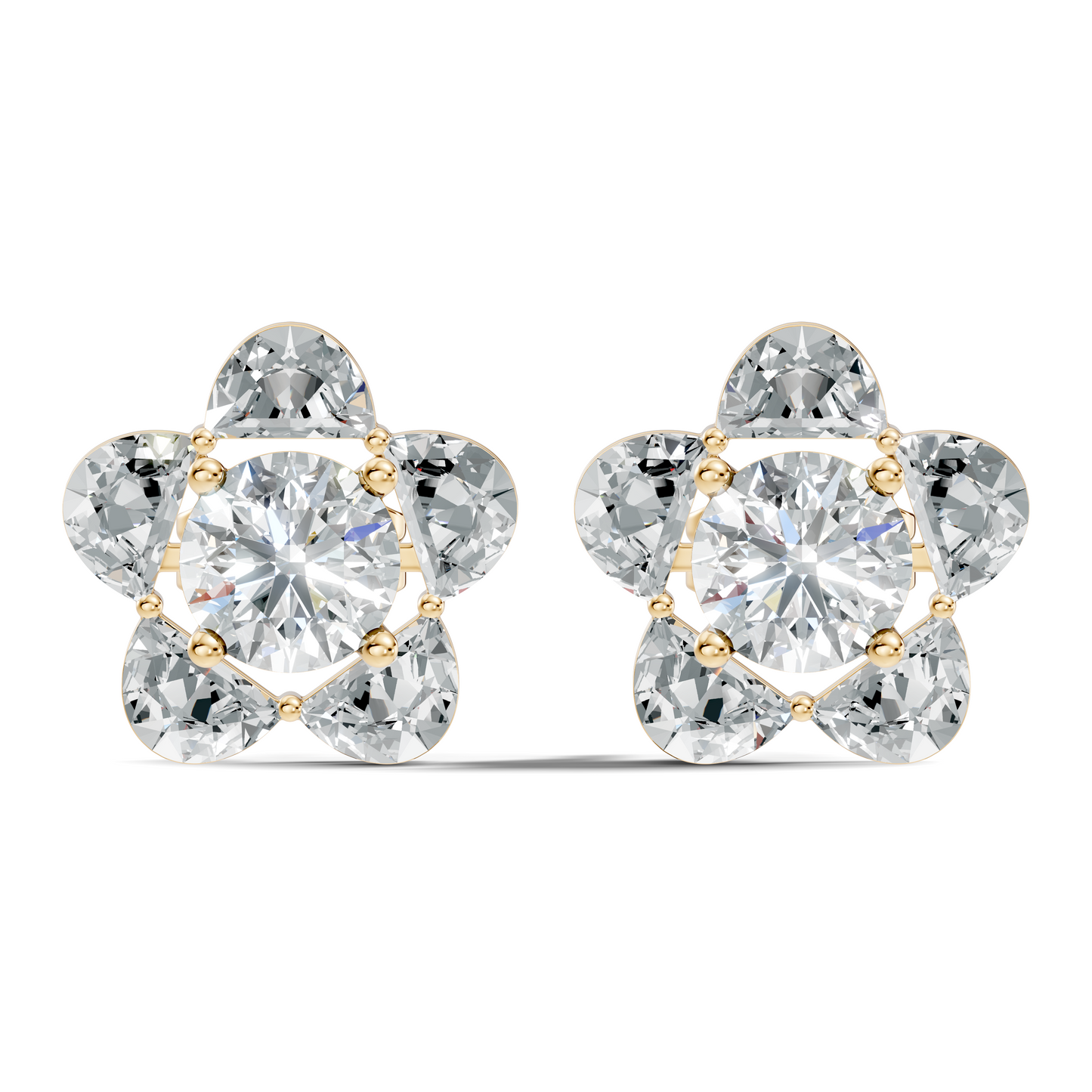 Halfmoon Antique Cut Diamond Stud Earrings Round Lab Grown luxury Stud Earring Perfect Gift For Her