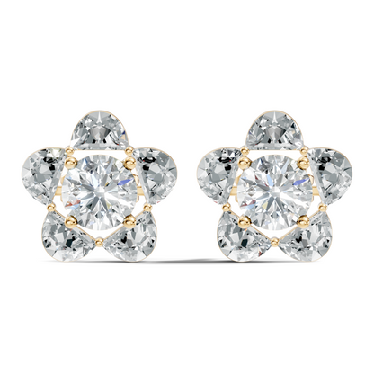 Halfmoon Antique Cut Diamond Stud Earrings Round Lab Grown luxury Stud Earring Perfect Gift For Her