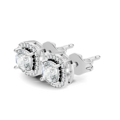 10k Solid Gold Stunning Cushion Square & Round Shape Studs Lab Grown Diamond Earrings For Women - HIGHCARAT DIAMONDS