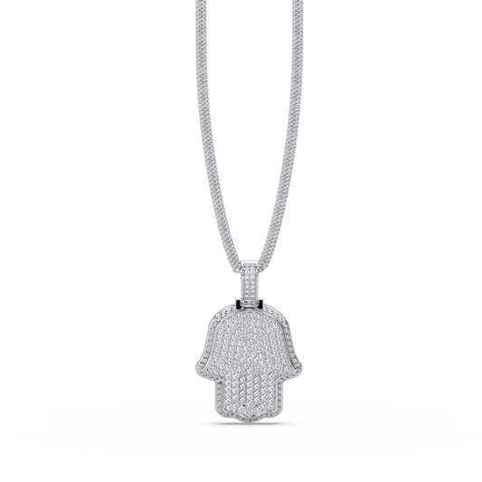 Hamsa Hand Pave Lab Grown Diamond Pendant - HIGHCARAT DIAMONDS