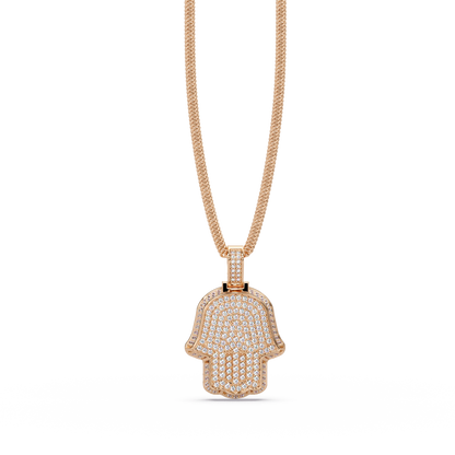 Hamsa Hand Pave Lab Grown Diamond Pendant - HIGHCARAT DIAMONDS