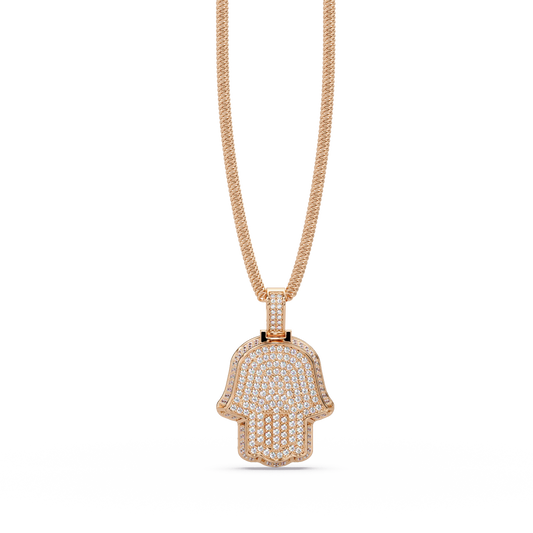 Hamsa Hand Pave Lab Grown Diamond Pendant - HIGHCARAT DIAMONDS