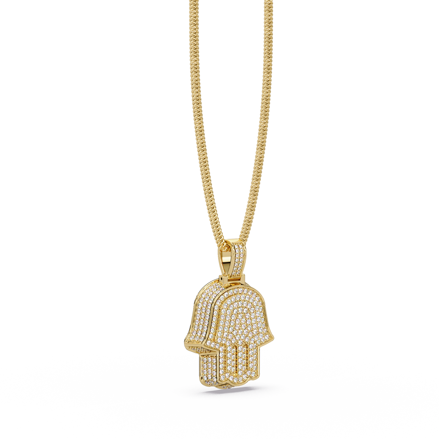 Hamsa Hand Pave Lab Grown Diamond Pendant - HIGHCARAT DIAMONDS