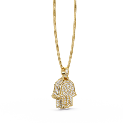 Hamsa Hand Pave Lab Grown Diamond Pendant - HIGHCARAT DIAMONDS