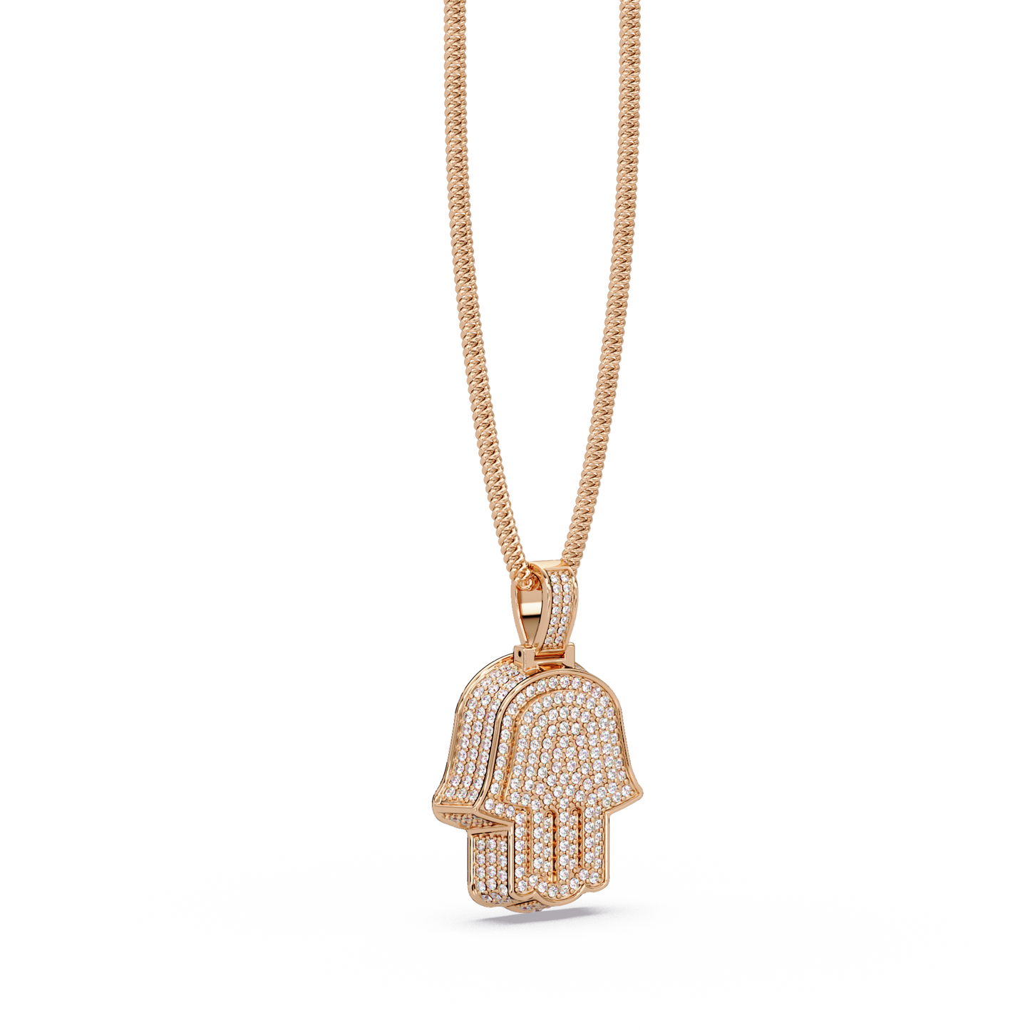 Hamsa Hand Pave Lab Grown Diamond Pendant - HIGHCARAT DIAMONDS