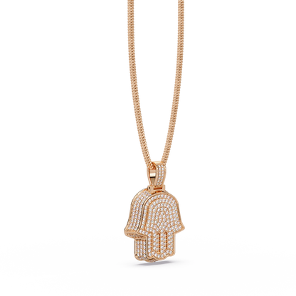 Hamsa Hand Pave Lab Grown Diamond Pendant - HIGHCARAT DIAMONDS
