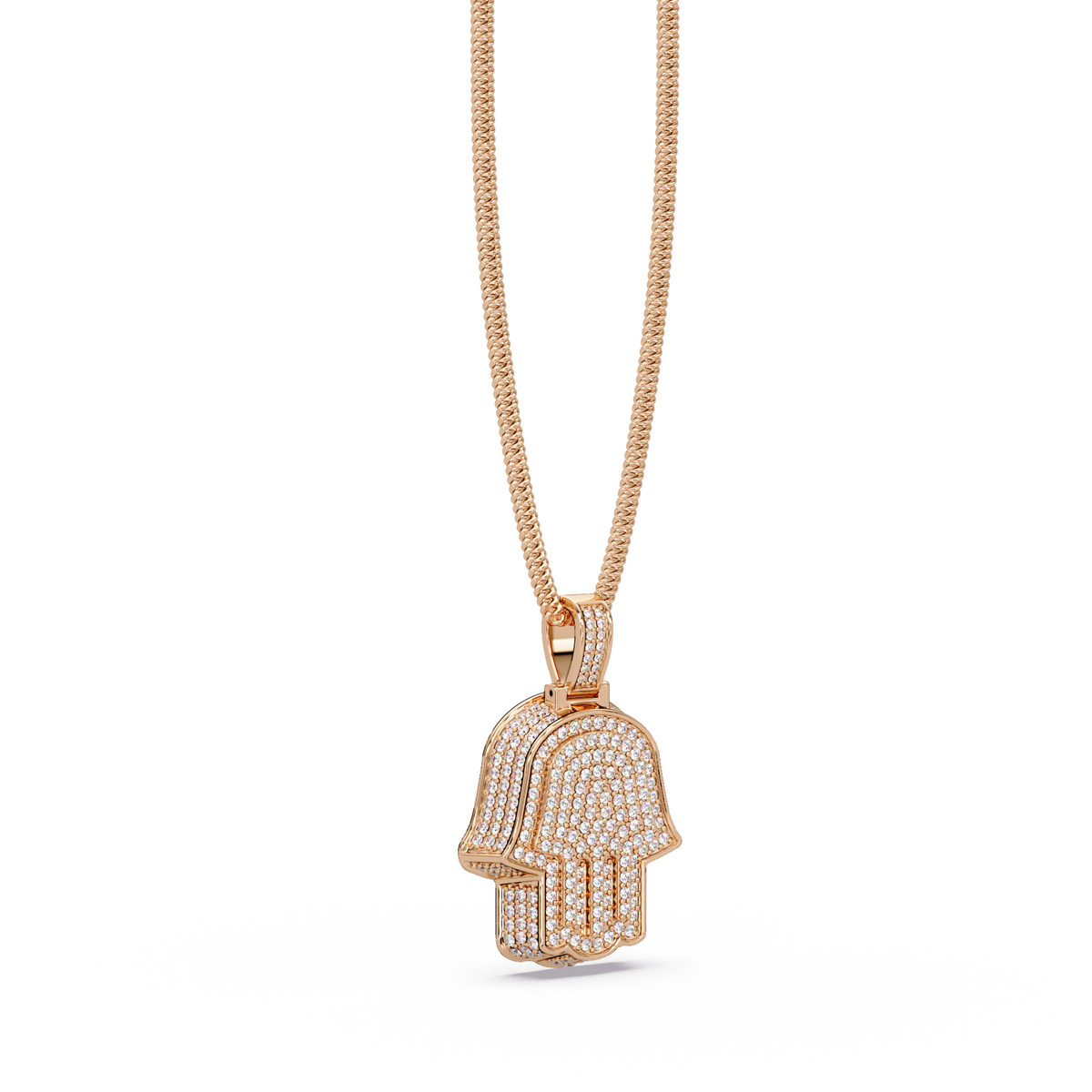 Hamsa Hand Pave Lab Grown Diamond Pendant - HIGHCARAT DIAMONDS