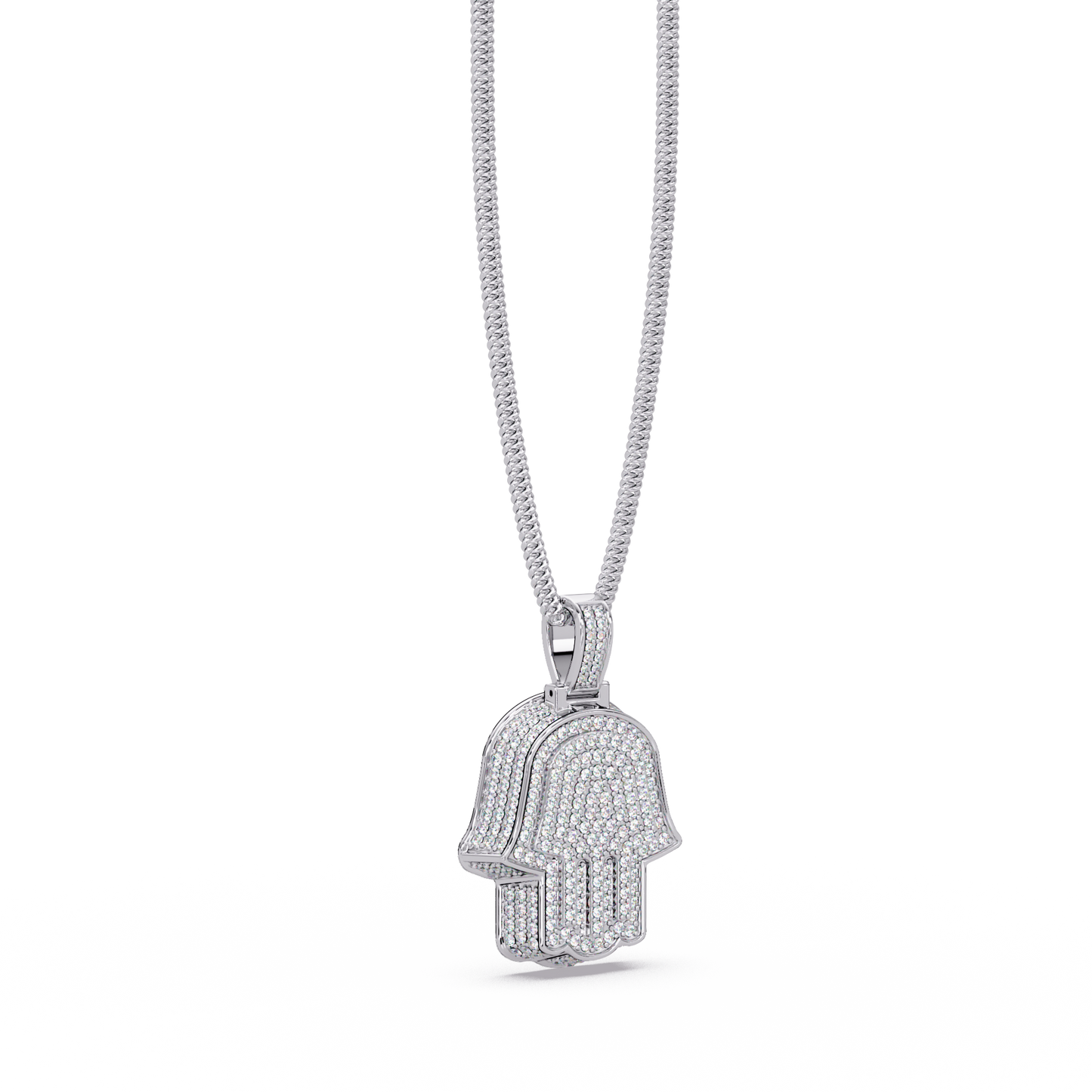 Hamsa Hand Pave Lab Grown Diamond Pendant - HIGHCARAT DIAMONDS
