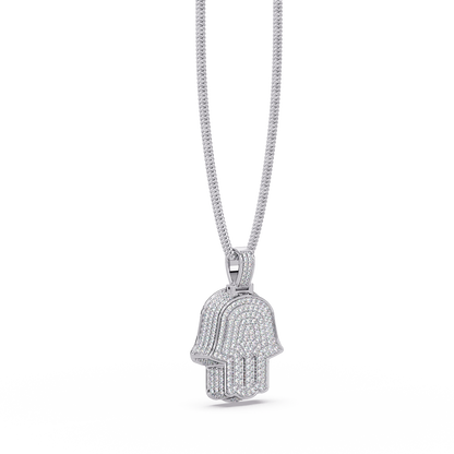 Hamsa Hand Pave Lab Grown Diamond Pendant - HIGHCARAT DIAMONDS