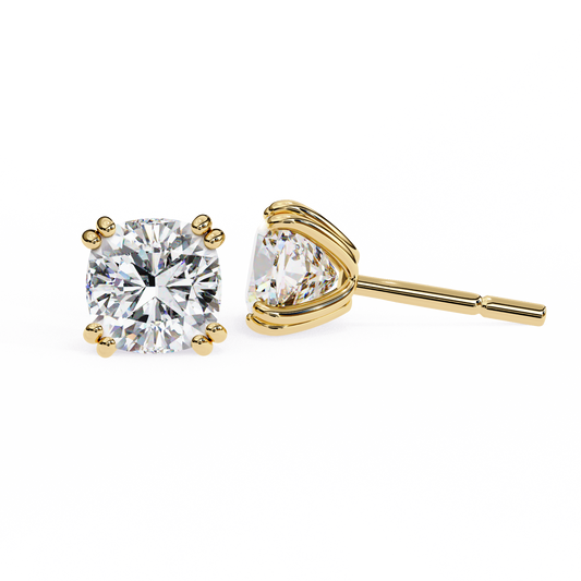 Handcrafted Cushion Cut White Colorless Diamond Perfect Statement Cluster Daily Wear Stud Earring - HIGHCARAT DIAMONDS