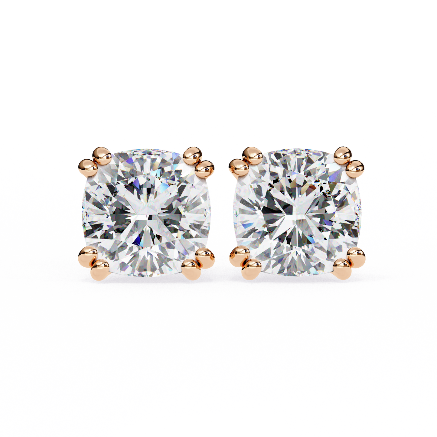 Handcrafted Cushion Cut White Colorless Diamond Perfect Statement Cluster Daily Wear Stud Earring - HIGHCARAT DIAMONDS