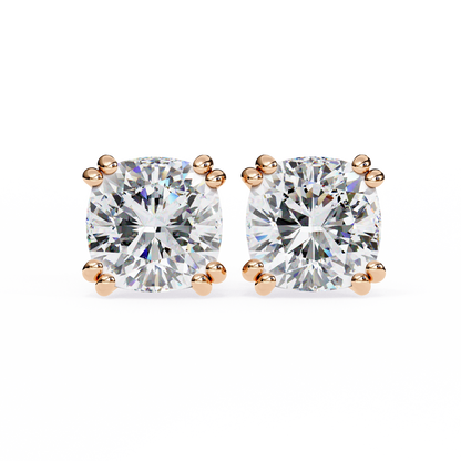 Handcrafted Cushion Cut White Colorless Diamond Perfect Statement Cluster Daily Wear Stud Earring - HIGHCARAT DIAMONDS