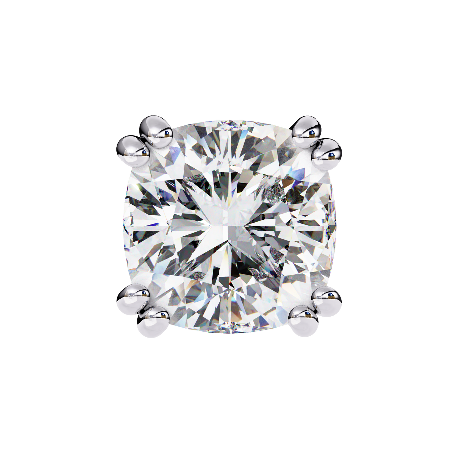 Handcrafted Cushion Cut White Colorless Diamond Perfect Statement Cluster Daily Wear Stud Earring - HIGHCARAT DIAMONDS