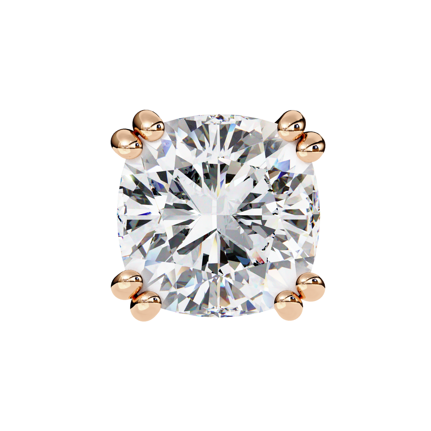 Handcrafted Cushion Cut White Colorless Diamond Perfect Statement Cluster Daily Wear Stud Earring - HIGHCARAT DIAMONDS