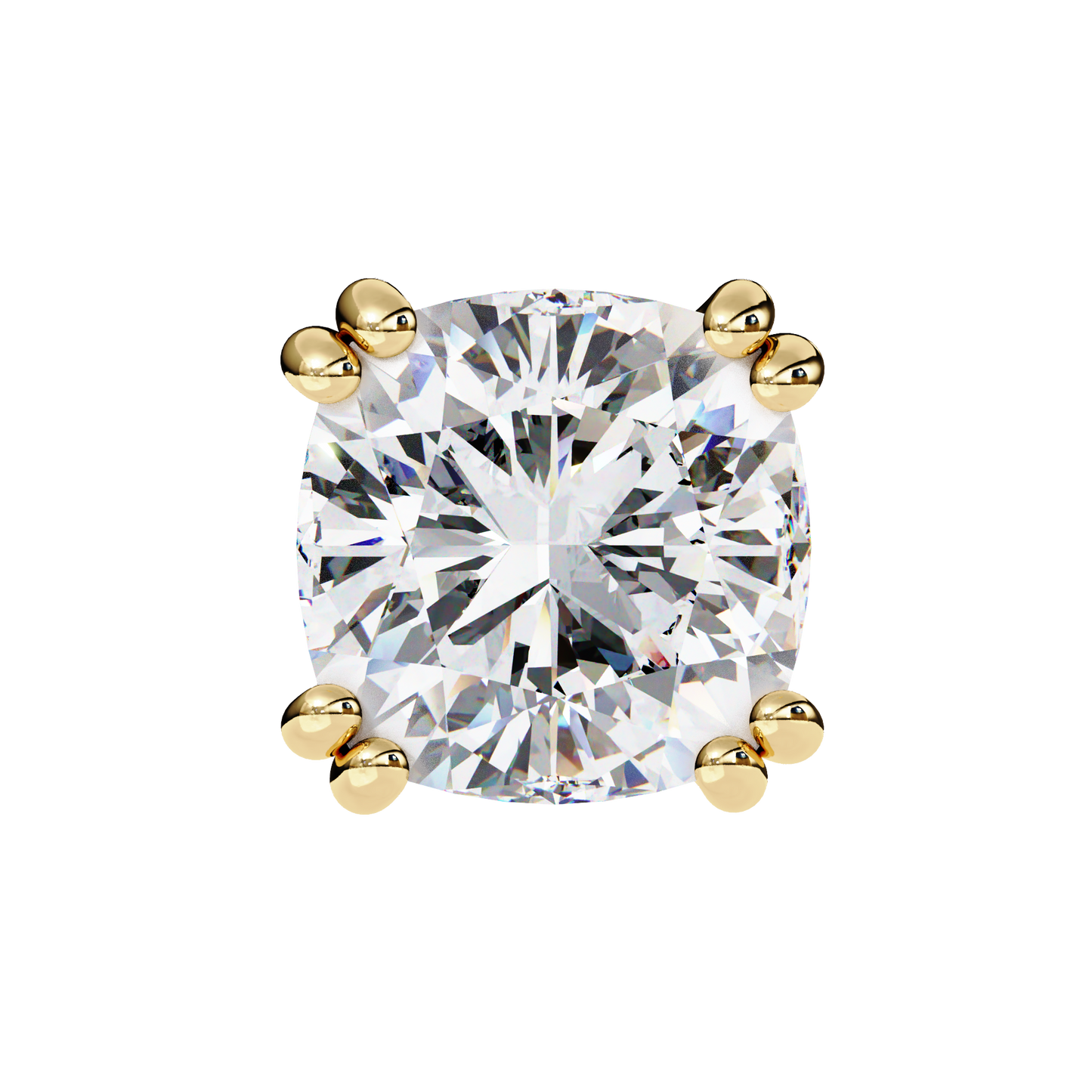 Handcrafted Cushion Cut White Colorless Diamond Perfect Statement Cluster Daily Wear Stud Earring - HIGHCARAT DIAMONDS